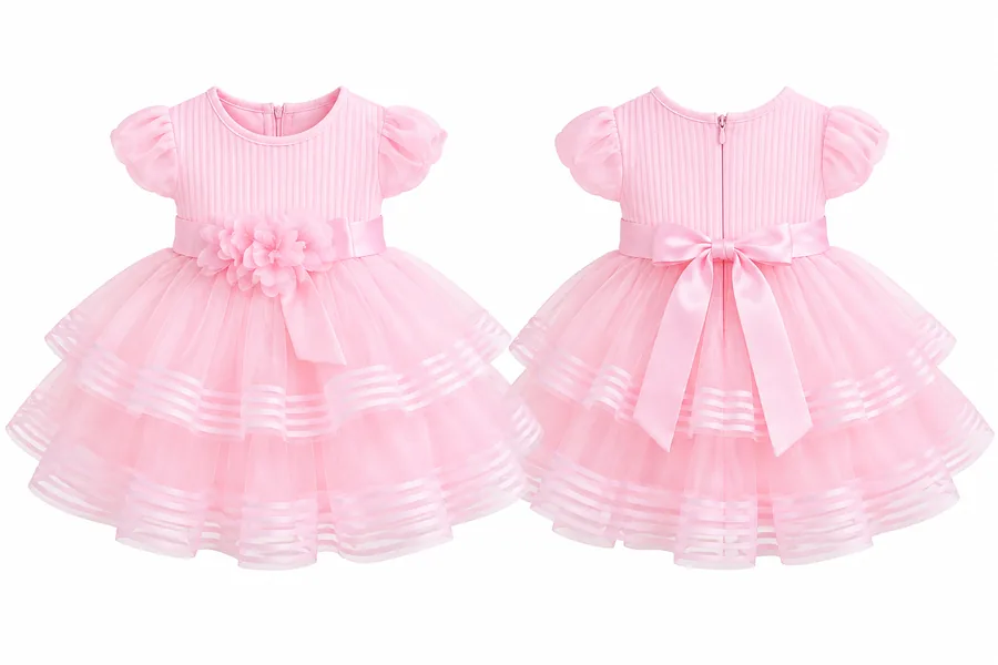 Baby Girl Dress – Pink Tiered