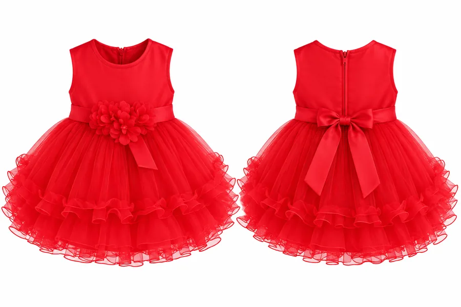 Baby Girl Dress – Red Flower Tulle