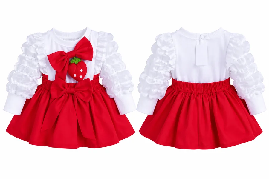 Baby Girl Dress – Strawberry Bow