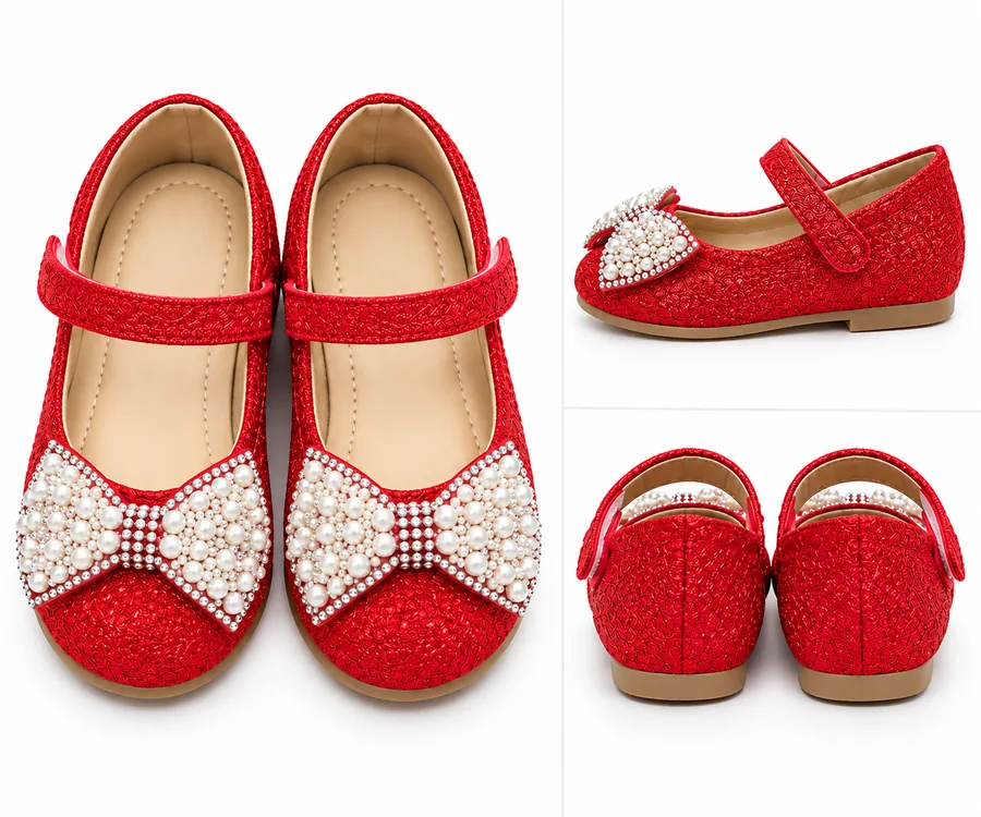 Baby Girl Shoes – Red Pearl Bow