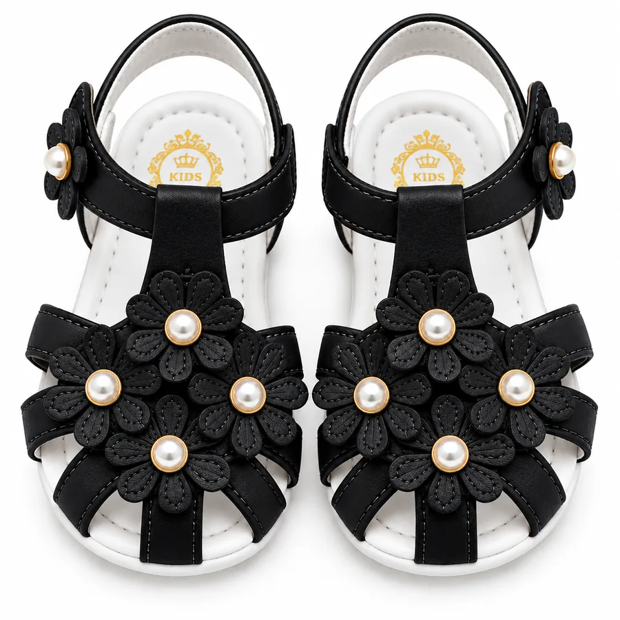 Baby Girls Sandals – Black Flower