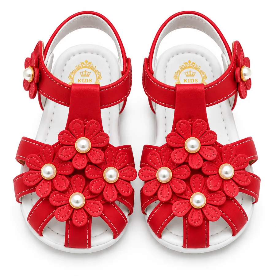 Baby Girls Sandals – Red Flower